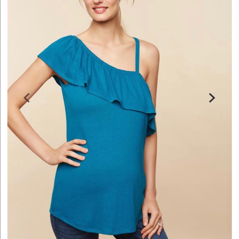 NWT One Shoulder Ruffle Maternity Top - Picture 2 of 3